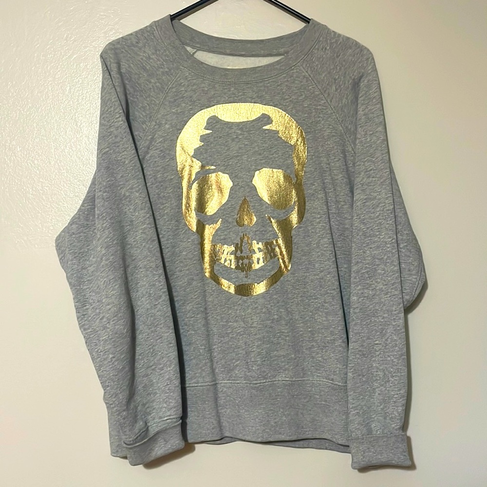 Zadig & Voltaire Grey and Gold Crewneck Sweatshirt